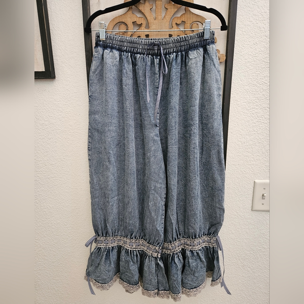 Oli & Hali Blue Strapless Ruffle Hem 2 Piece Bloomer Set - Picture 2 of 8
